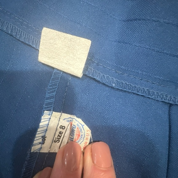 Vintage High Waisted Blue Pinstripe Pleated Trousers Size 8 Fits XS Small - Picture 10 of 13